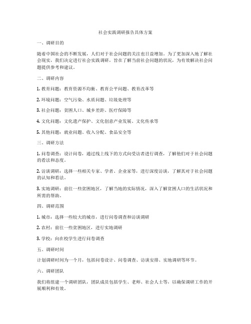 社会实践调研报告具体方案