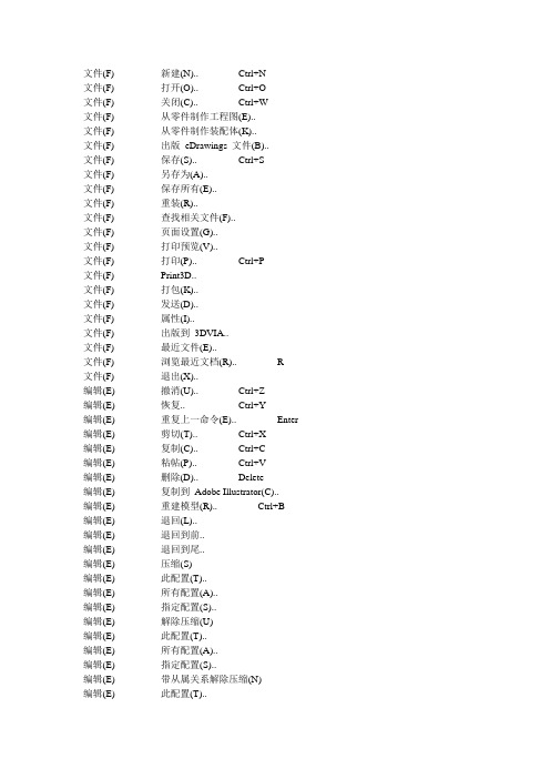 (整理)solidworks快捷键大全