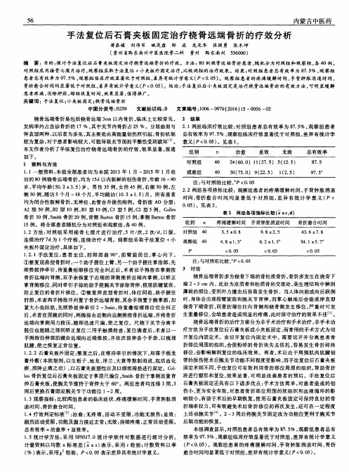 手法复位后石膏夹板固定治疗桡骨远端骨折的疗效分析