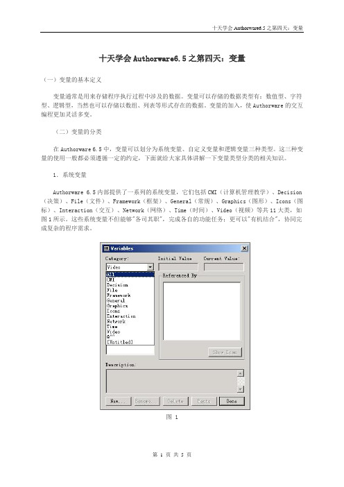 十天学会Authorware6.5之第04天：变量