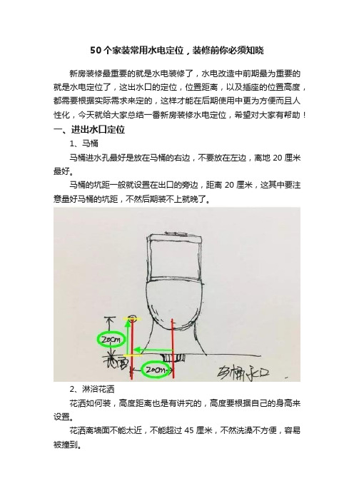 50个家装常用水电定位，装修前你必须知晓