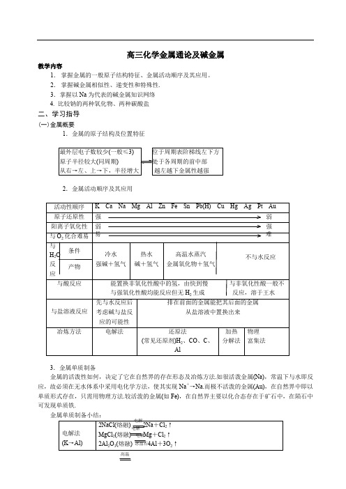 高三化学金属通论及碱金属.doc