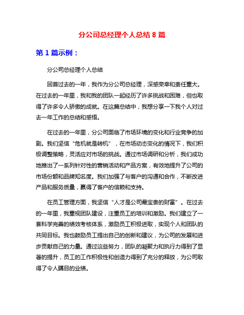 分公司总经理个人总结8篇