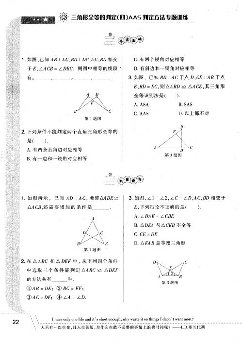 三角形全等的判定(四)AAS判定方法专题训练