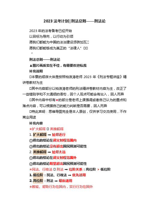 2023法考计划‖刑法总则——刑法论