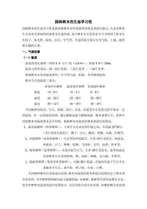 园林树木的生态学习性