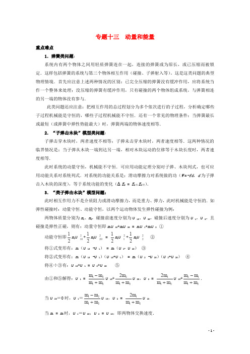 高考物理 重点难点例析 专题13 动量和能量