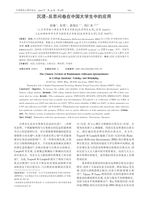 沉浸-反思问卷在中国大学生中的应用
