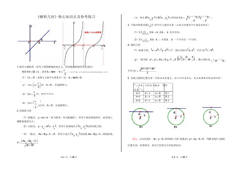 高中数学《解析几何》核心知识点及参考练习