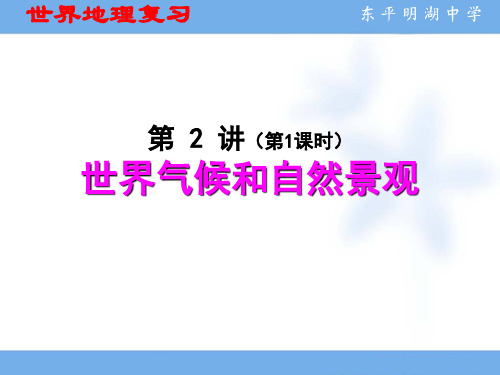 2021届高三一轮复习 区域地理 第三部分 世界地理 第2讲：世界气候和自然景观(第1课时