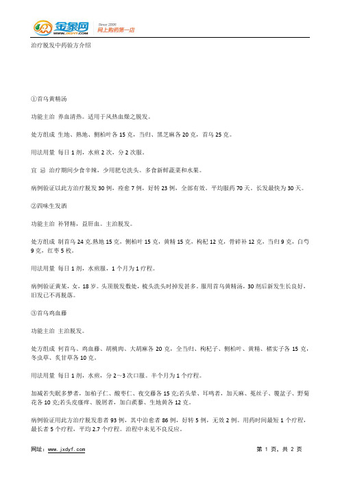 治疗脱发中药验方介绍.docx