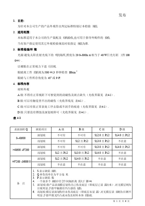 产品外观判定标准