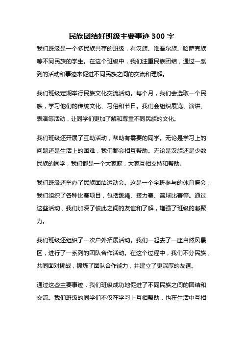 民族团结好班级主要事迹300字