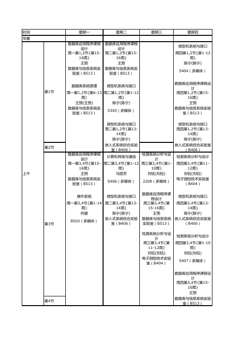 金陵科技学院 09级 课表2