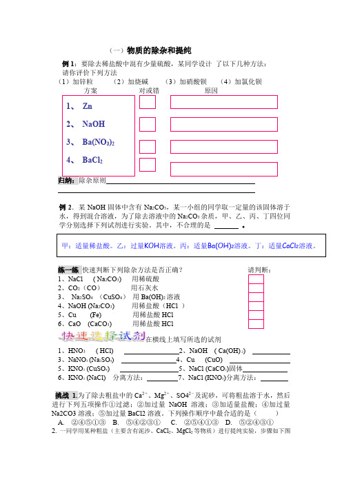 人教版初三化学下册复分解反应的应用专项练习题