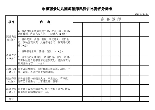 教师演讲比赛评分标准