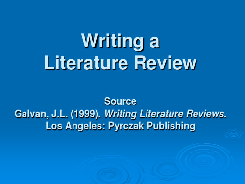 Writing aLiterature Review