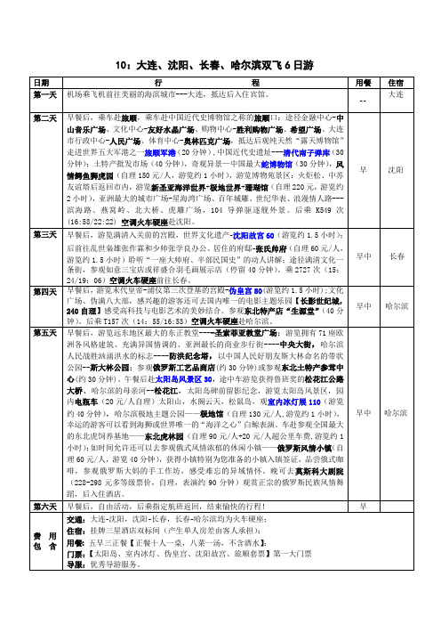 大连、沈阳、长春、哈尔滨双飞6日游