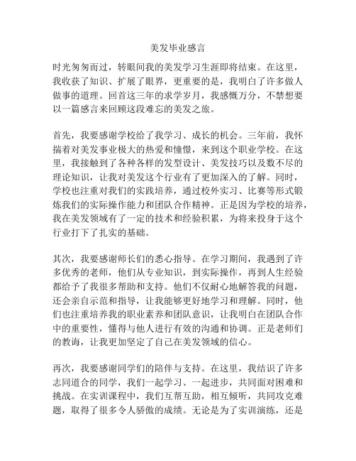 美发毕业感言