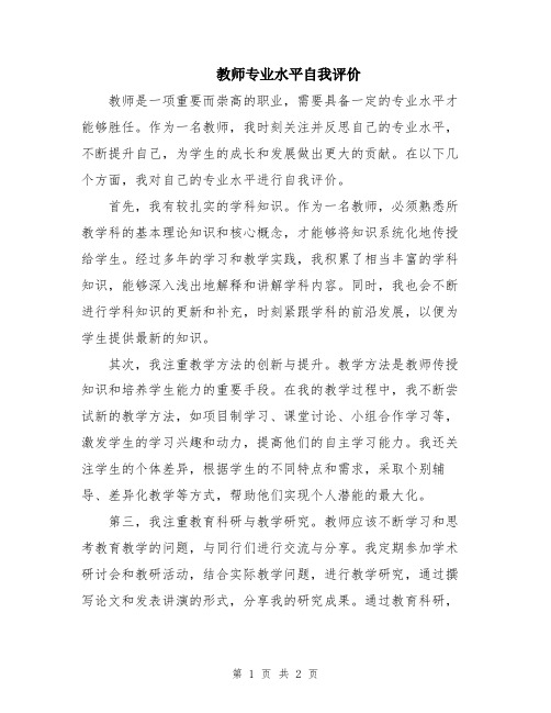 教师专业水平自我评价