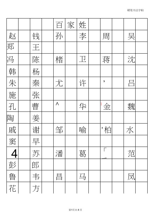 百家姓字帖