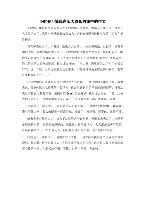 小时候不懂现在长大成长的懂得的作文