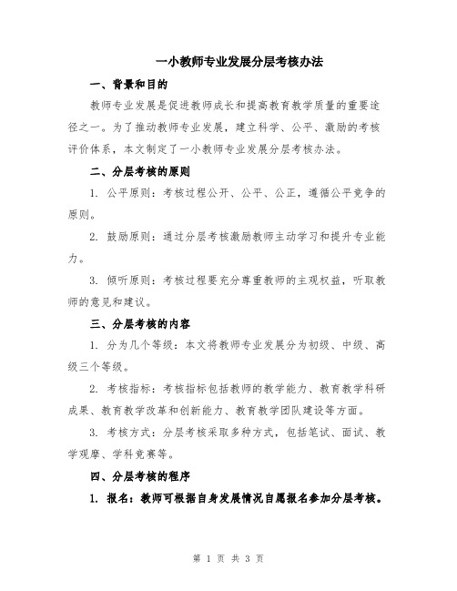 一小教师专业发展分层考核办法