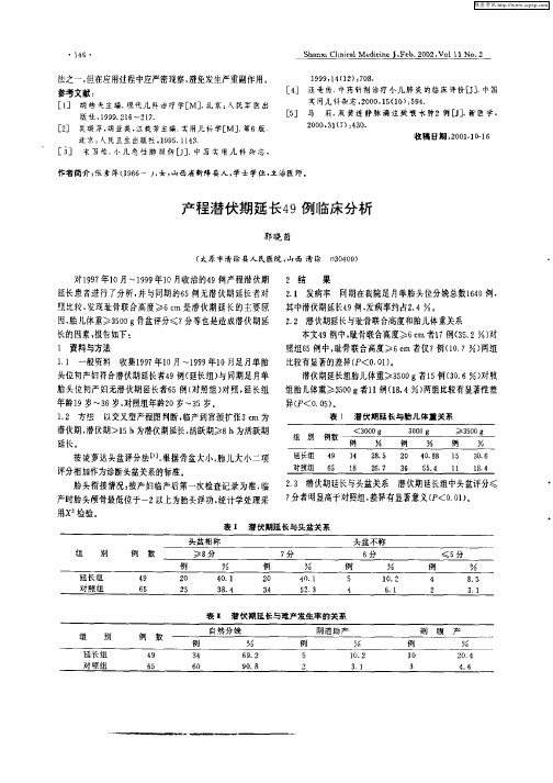 产程潜伏期延长49例临床分析