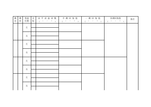 测回法观测水平角的记录表