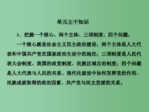 高中政治 第三单元 发展社会主义民主政治单元主干知识课件 新人教版必修2