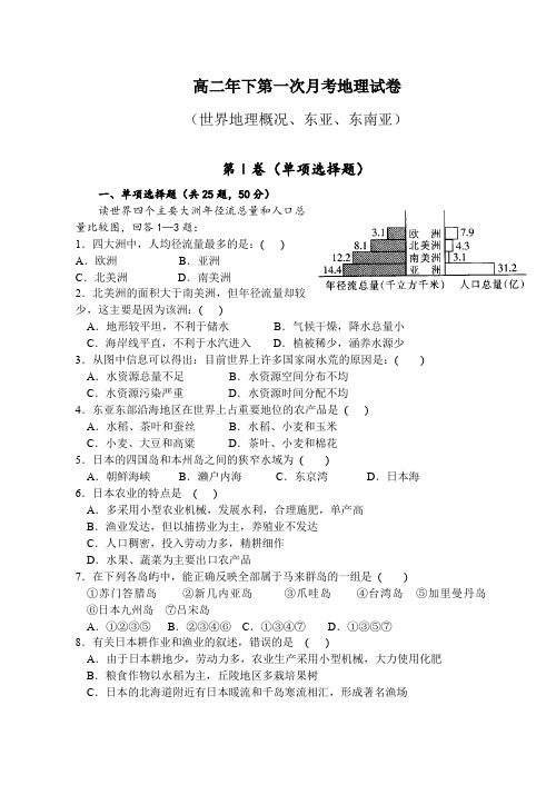 高二年下第一次月考地理试卷.doc