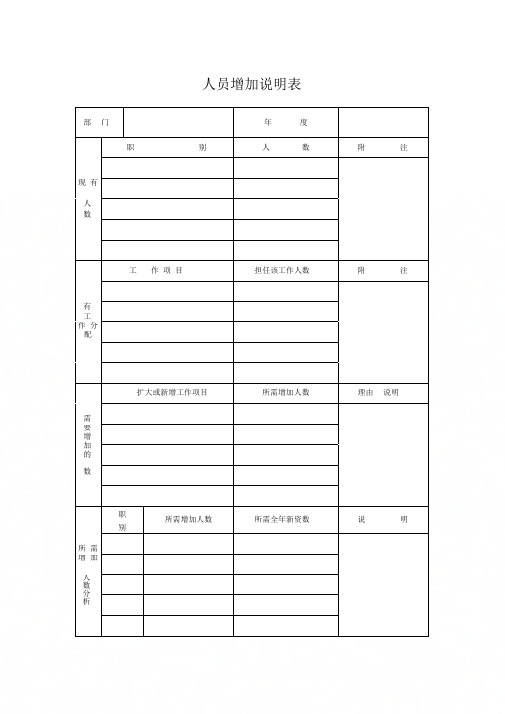 人员增加说明表