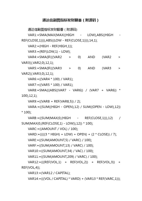 通达信副图指标发财翻番（附源码）