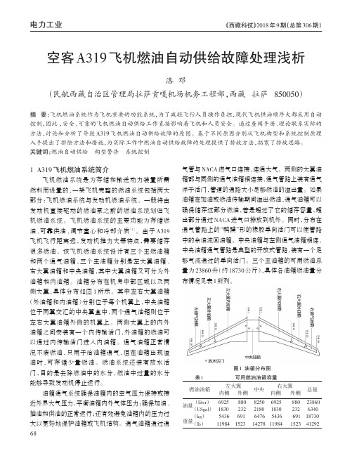 空客A319飞机燃油自动供给故障处理浅析