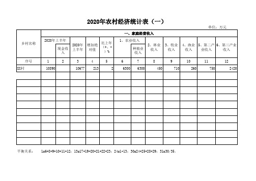 2020年农村经济统计表模板