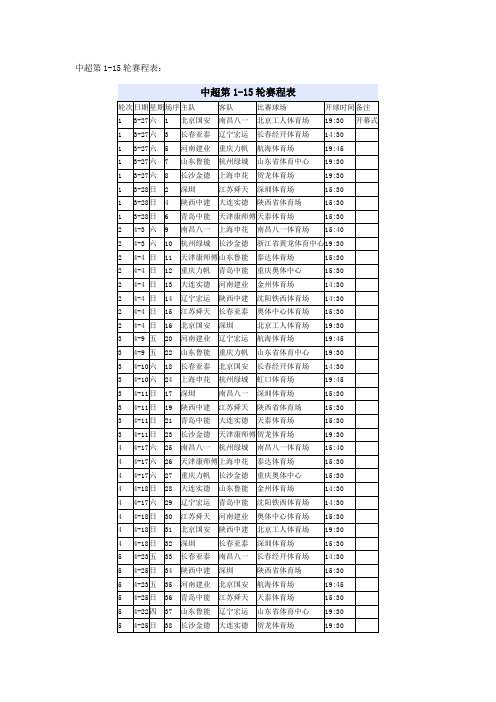 中超2010赛程表