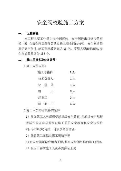 安全阀维修校验方案