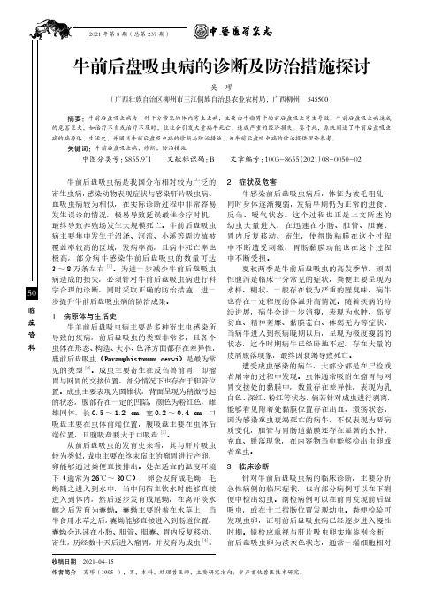 牛前后盘吸虫病的诊断及防治措施探讨