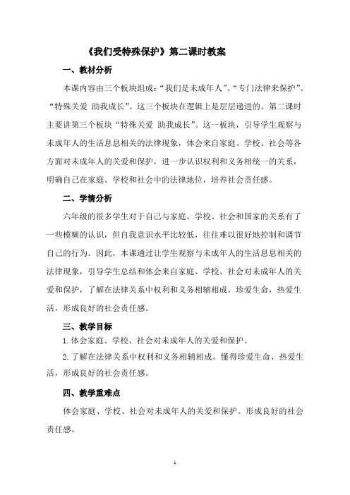 《我们受特殊保护》第二课时教案