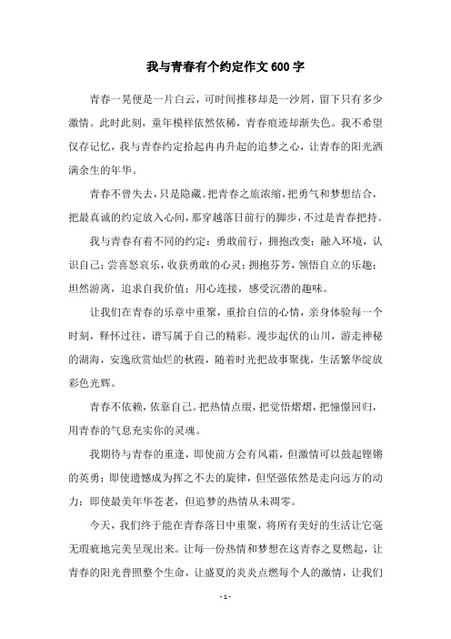 我与青春有个约定作文600字