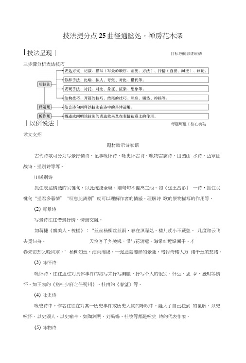 2019高考语文浙江专用二轮培优文档：专题五古代诗歌鉴赏技法提分点25含答案.doc