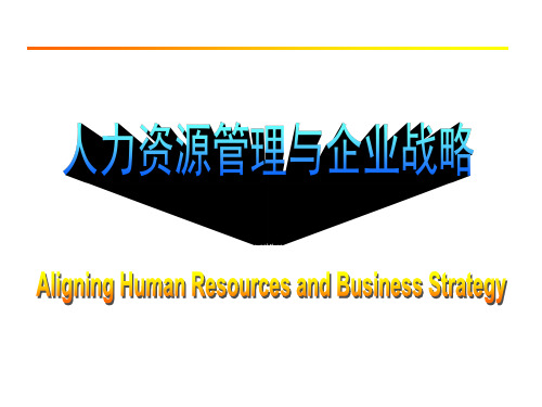 清华大学人力资源管理教学讲义(人力资源管理与企业战略)分享资料