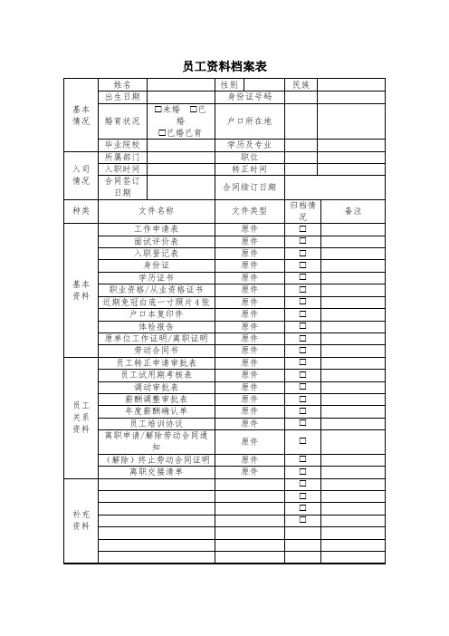 员工资料档案表