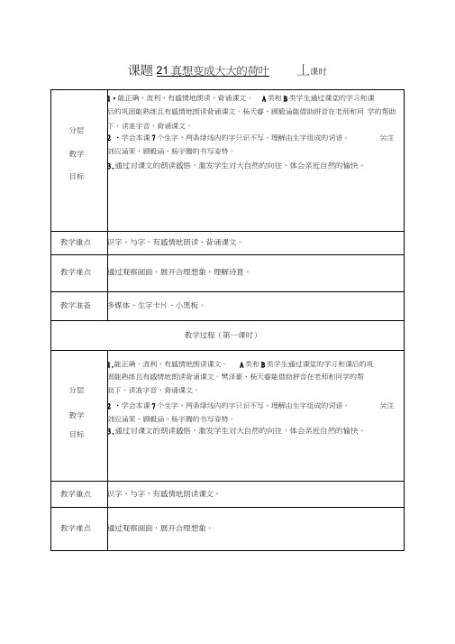 二年级下册21可真想变成大大的荷叶