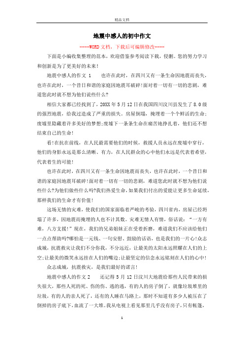 地震中感人的初中作文