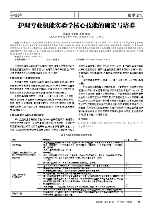 护理专业机能实验学核心技能的确定与培养