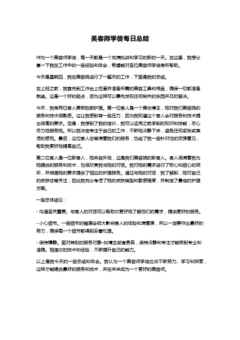 美容师学徒每日总结