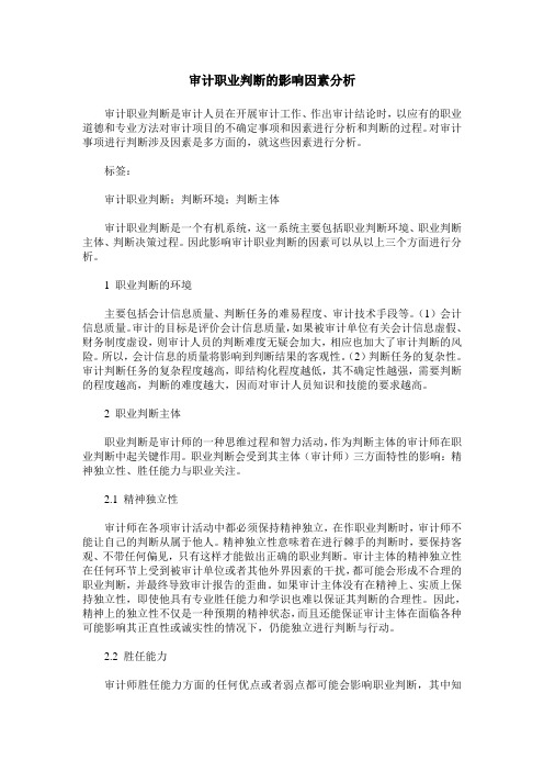 审计职业判断的影响因素分析