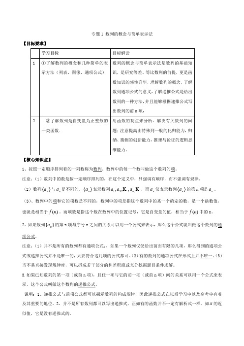 专题1 数列的概念与简单表示法-2019年高考数学考点讲解与真题分析含答案