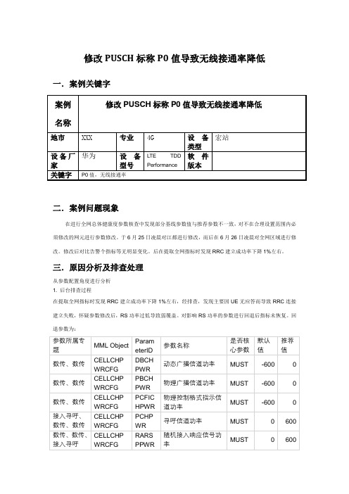 修改PUSCH标称P0值导致无线接通率降低